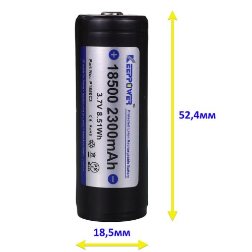 Купить оригинальные 18500 2300мАч KeepPower (P1850C3) 3,7В Защищенный Li-Ion аккумулятор купить в магазине Запас Мощности фото 3